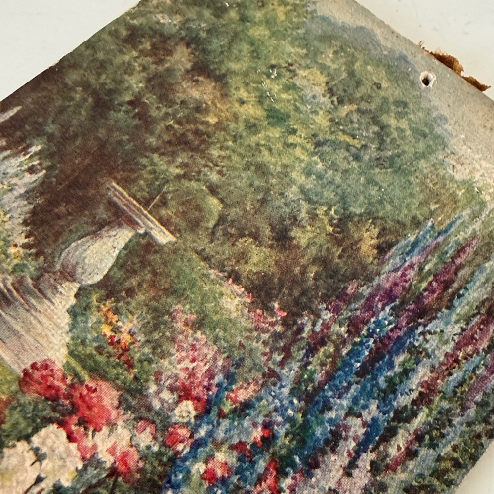 Vintage Garden Fountain Mini Artwork and Mini Easel. Made in England - Picture 4 of 16